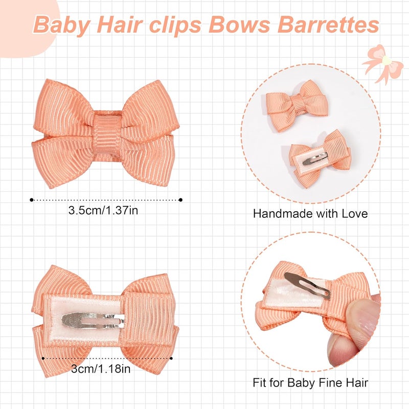 DED Baby Hair Clips 40 Pieces 20 Colors in Pairs Baby Bows Hair Pins Tiny 1.37" Hair Bows Alligator Clips for Girls Infants Toddlers - Image 2